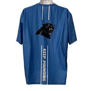 Carolina Panthers Mens T Shirt 3D Performance Size L Blue Taped Neck
